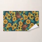 Wens et fleurs sur bleu foncé (Serviette à main)