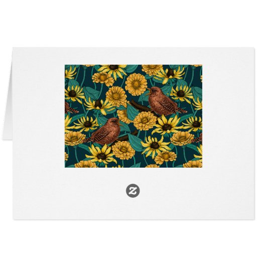 Wens et fleurs sur bleu foncé (Dos Horizontal)