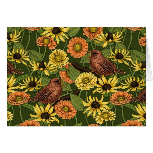 Wens et fleurs sur vert (Devant horizontal)