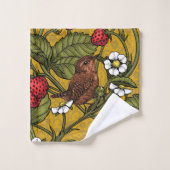 Wens et fraises sur mustrard (Gant de toilette)