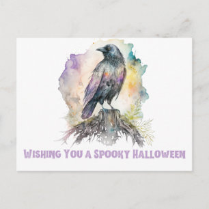 Wens je een enge Halloween Raven Halloween Feestdagenkaart