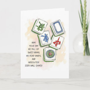 Wens je een Gelukkig Jaar Mahjong Verjaardag Kaart