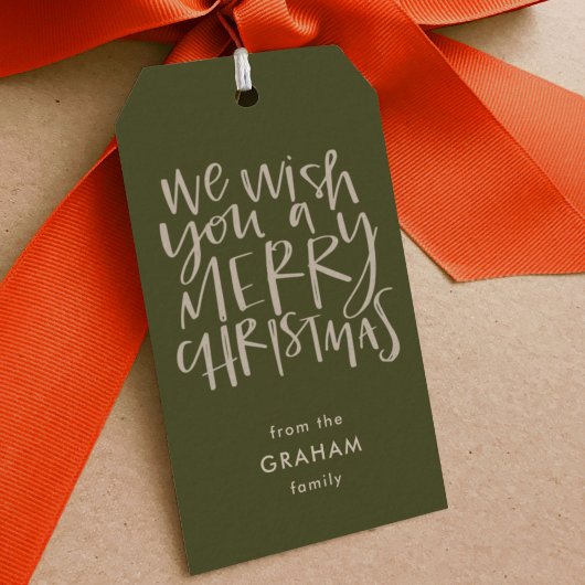 "Wens je een prettige kerst" Evergreen Gift-Labels Cadeaulabel