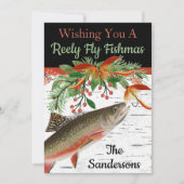Wens je een Reely Fly Fishmas, platte kerstkaart (Voorkant)