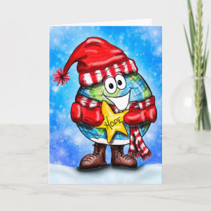 Wens je een Wereld van Hoop Cartoon Wereldbol Vaka Feestdagen Kaart