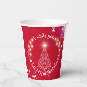 Wens je Vrolijk Kerstmis rood Papier beker (Achterkant)