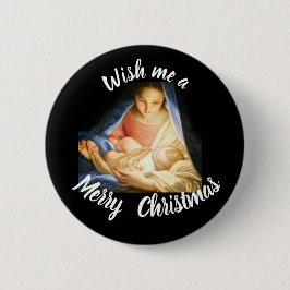 Wens me een vrolijk kerstkaartje ronde button 5,7 cm