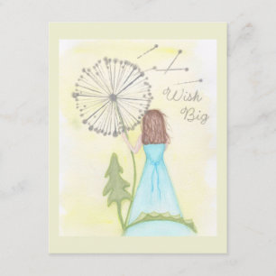 Wens op een paardenbloem klein meisje informatiekaartje