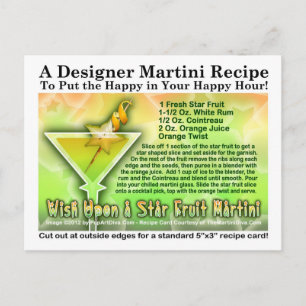 Wens op een Star Fruit Martini Recept Briefkaart