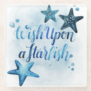 Wens op een Starfish Glazen Onderzetter