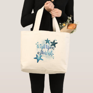 Wens op een Starfish Grote Tote Bag