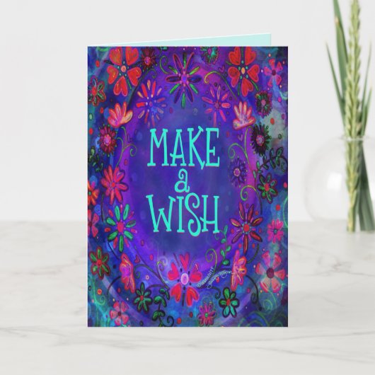 Wens  Paarse Bloemen Verjaardag Happy Kaart (Voorkant)