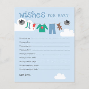 Wens voor baby baby shower waslijn advieskaarten