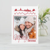 Wens Vrolijk Kerstmis Fotocollage Rode Stijl Kaart (Staand voorkant)