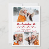 Wens Vrolijk Kerstmis Fotocollage Rode Stijl Kaart (Achterkant)