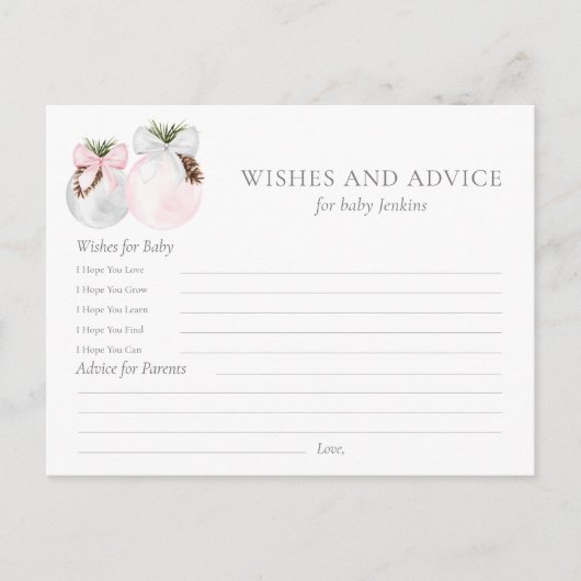 Wensen en advies Kerstmis Meisje Baby shower Kaart (Voorkant)