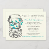 Wensen goed koppels douche turquoise harten kaart (Voorkant / Achterkant)