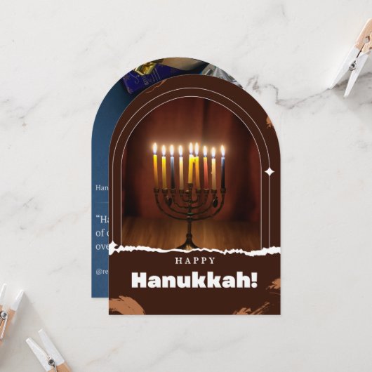 Wensen Prettig Hanukkah Uitnodiging (Voorkant / Achterkant in situ)