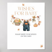 Wensen Teken Pompoen Rustiek Baby shower Poster (Voorkant)