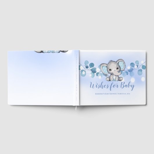 Wensen voor baby boek Blauwe jongen olifant (Volledig)