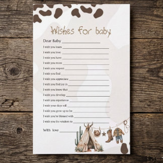 Wensen voor Baby Cowboy rustieke howdy baby shower