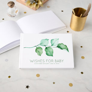 Wensen voor Baby Elegant gebladerte Baby shower Gastenboek