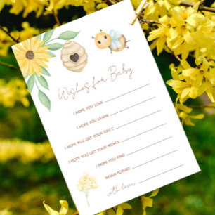 Wensen voor Baby Gender Neutral Bumblebee Shower Advieskaart
