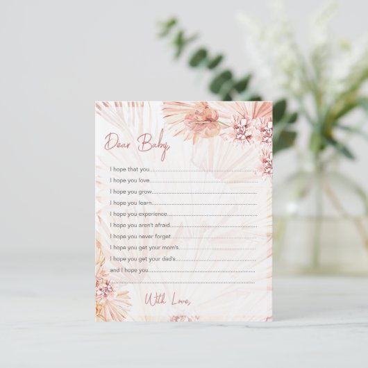 Wensen voor Baby Kaarten Boho Blush Feest Strooibu (Staand voorkant)