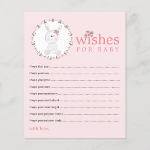 Wensen voor Baby Konijn Baby Shower Advieskaarten