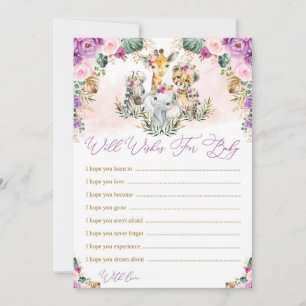 Wensen voor Baby Meisje Wild Safari Dieren Game Ka Kaart