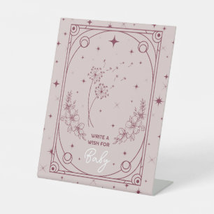 Wensen voor Baby Pink Tarot Baby shower Reclamebord Met Voetstuk