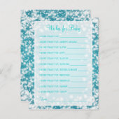 Wensen voor Baby shower Winter Sparkle Turquoise Uitnodiging Briefkaart (Voorkant / Achterkant)