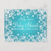 Wensen voor Baby shower Winter Sparkle Turquoise Uitnodiging Briefkaart (Achterkant)