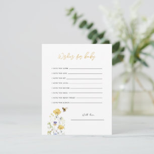 Wensen voor Baby Wildflower Floral Honey Bee Kaart