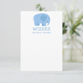 Wensen voor de baby | Blue Elephant Baby Shower sp Informatiekaartje (Staand voorkant)