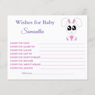 Wensen voor een baby, Konijn, baby shower kaart