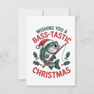 Wensend u een bas-tastisch Kerstmis vissen visser Bedankkaart