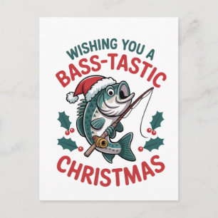 Wensend u een bas-tastisch Kerstmis vissen visser Uitnodiging Briefkaart