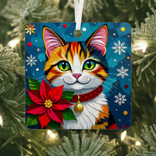 Wensend u een Meow-y Kerstmis Kat Thema Metalen Ornament