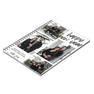 Wensend u een vreugdevol nieuwjaars Spiraal Foto N Notitieboek