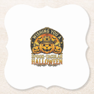 Wensend U Spook Taculair Halloween Pompoenen Cowbo Kartonnen Onderzetters