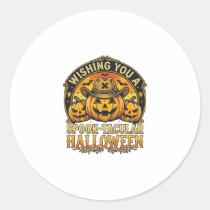 Wensend u Spook Taculair Halloween Pompoenen Cowbo Ronde Sticker