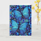 Wenskaart 2 Blue Morphos Kaart (Gele Bloem)