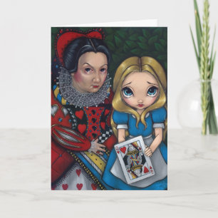 wenskaart "Alice and the Queen of Hearts" Kaart