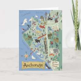 Wenskaart Anchorage Map Kaart