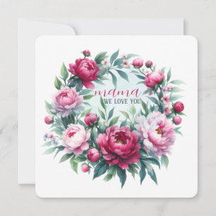 Wenskaart Art Print "mama we love you" Peonies Kaart