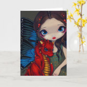 wenskaart "Baby Red Dragon" Kaart (Gele Bloem)