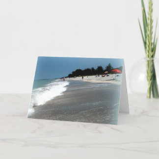 Wenskaart: "Beach Scene" Sanibel Island, FL_ Kaart