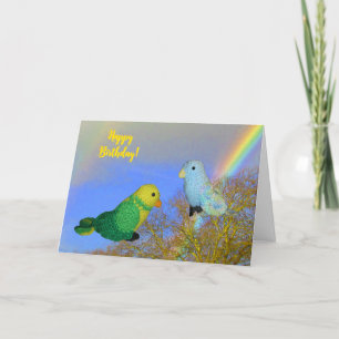 Wenskaart - Blauwe en Groene Vogels Bedankkaart