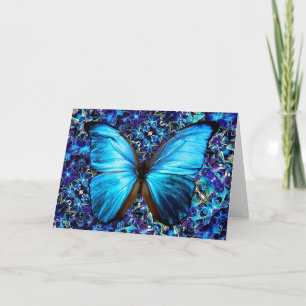 Wenskaart Blue Morpho Butterfly Paarse Orchideeën Kaart